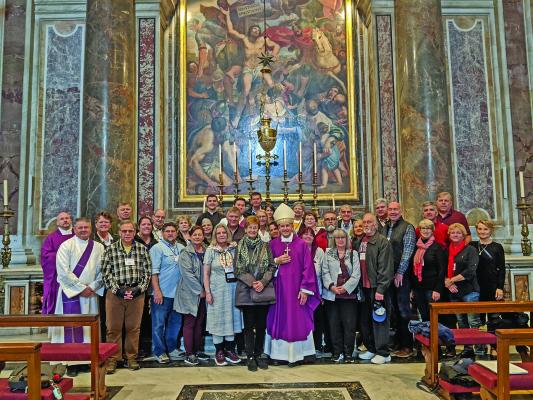 12-22-2019-Paprocki-Springfield-Pilgrimage-Group-at-the-Tomb-of-St-John-Paul-II-in-St-Peters-Basilica